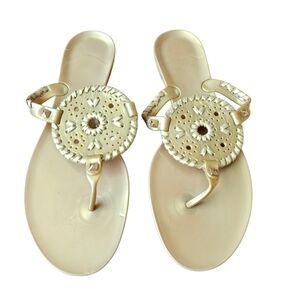 Jack Rogers Cream Gold Medallion Summer Sandals Size 9